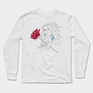 birth of venus - red rose - minimal Long Sleeve T-Shirt